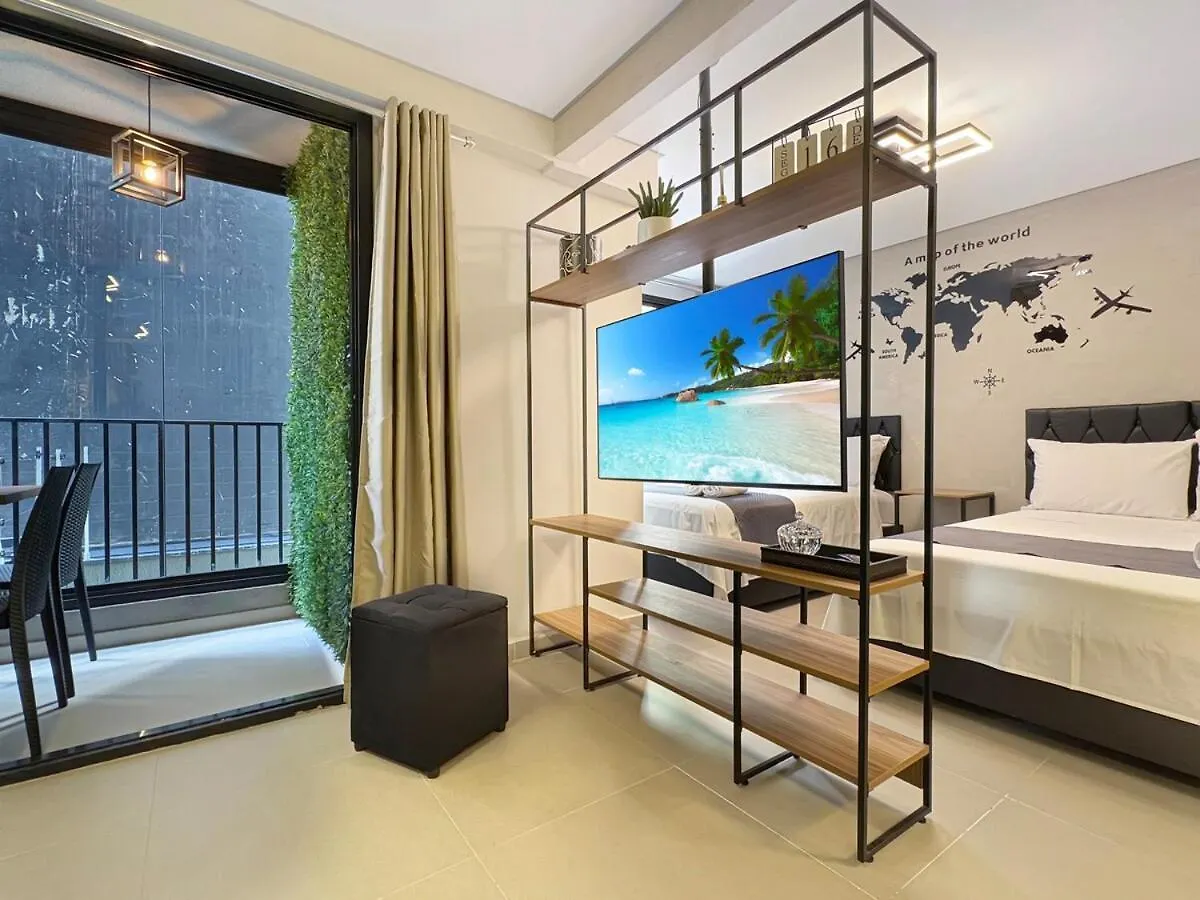 Apartment Modern Kitchen Balcony Studio Air Conditioning Sao Paulo
